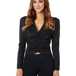 Ways Elegant Black Leopard Print Women's Top size XS